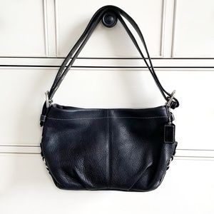 Coach Shoulder and Crossbody Bag, East West Duffle Purse, Black Leather